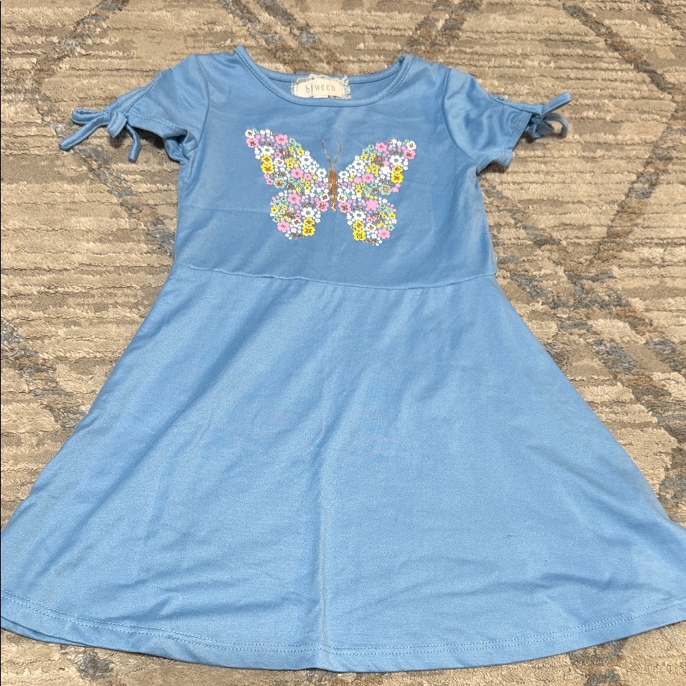 btween Blue Floral Butterfly Kids Dress